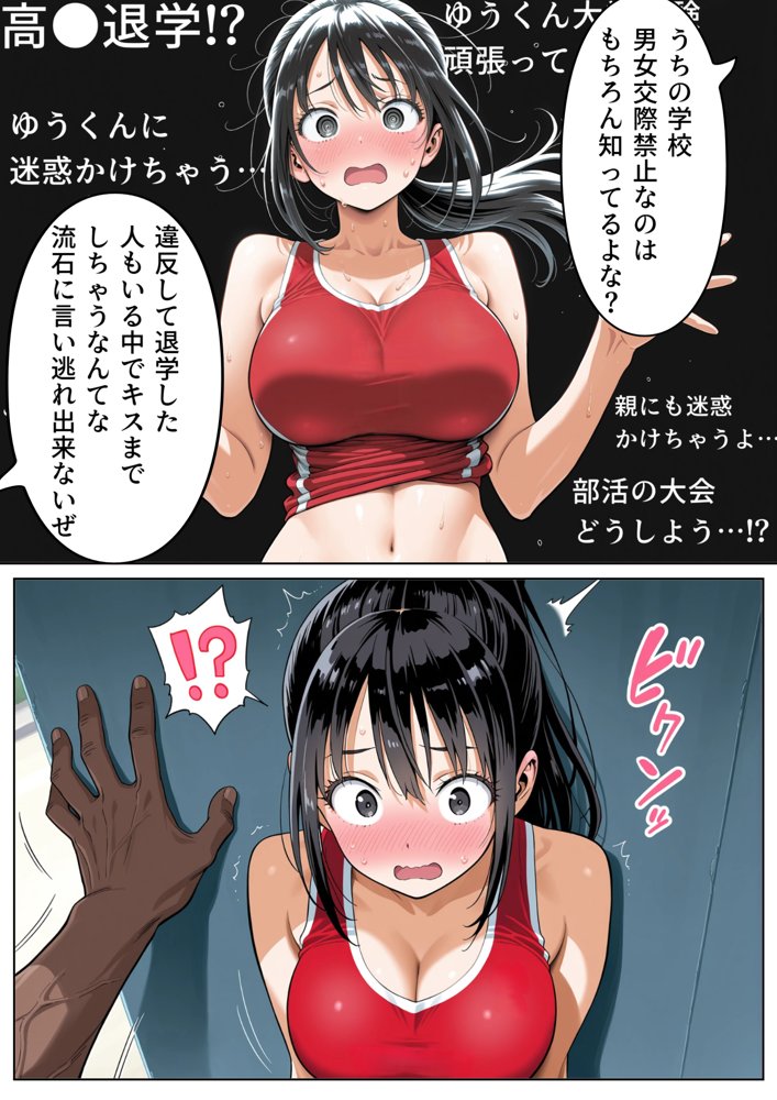 男女交際禁止の学校で隠れて付き合っていたら巨根の先輩にバレて潮吹きアクメさせられた話 エロ同人誌画像 014