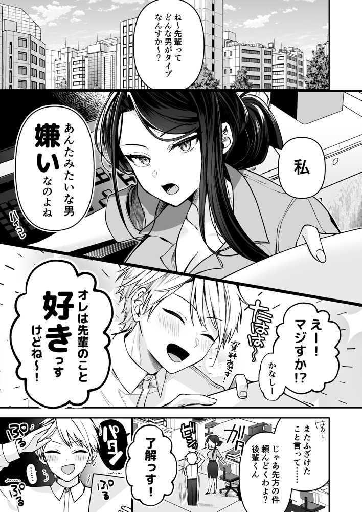 デカ女上司と元チャラ男の後輩くん ＃1 エロ同人誌画像 002