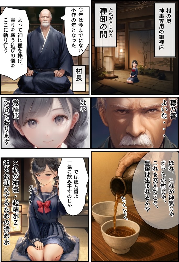 【因習村】村の飢饉を救うため差し出された僕の彼女、BMI40越えの性欲だけはいっちょ前の種付けおじさんに媚薬を飲まされ、おじさん特有のねちっこい前戯で全身べちょべちょに舐められた挙げ句、聖なる肉棒（チンカス付き）の掃除を実施！その後は遂に処女おまんこにゴールイン！入念かつ丹念にがん突きにされ、イキまくりんぐ！一晩中汗だくで連続絶頂アクメを決めさせられた話 エロ同人誌画像 023