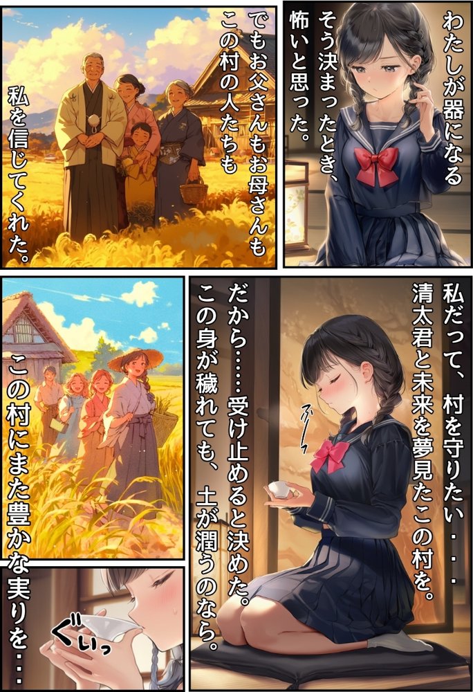 【因習村】村の飢饉を救うため差し出された僕の彼女、BMI40越えの性欲だけはいっちょ前の種付けおじさんに媚薬を飲まされ、おじさん特有のねちっこい前戯で全身べちょべちょに舐められた挙げ句、聖なる肉棒（チンカス付き）の掃除を実施！その後は遂に処女おまんこにゴールイン！入念かつ丹念にがん突きにされ、イキまくりんぐ！一晩中汗だくで連続絶頂アクメを決めさせられた話 エロ同人誌画像 024