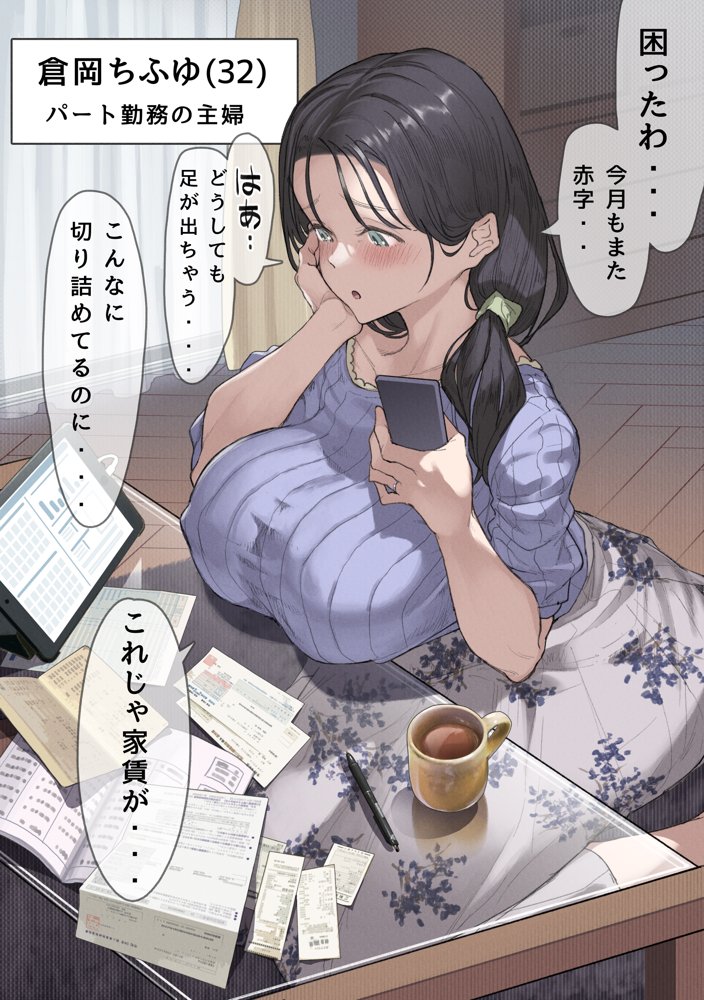 今月の家賃が払えません。【貧困人妻ちふゆ】旦那に内緒で大家さんの愛人になりました。 エロ同人誌画像 002