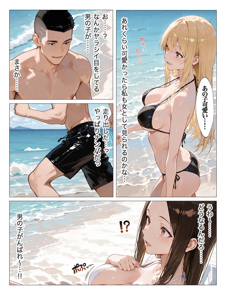 夏に海で発情した人妻が年下男子に中出し懇願 エロ同人誌画像 005