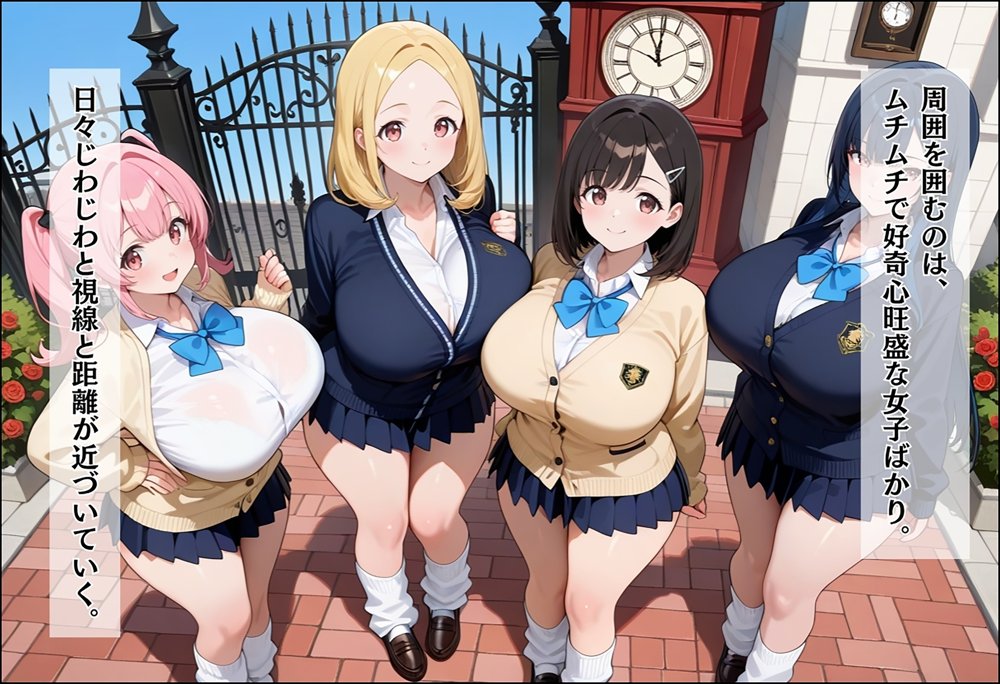 間違って女子校に入学したらムチムチ女子校生に毎日中出しを要求される学園生活〜爆乳ポニテと黒髪ロング編〜 エロ同人誌画像 019